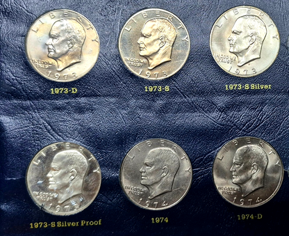1971-1978 Complete (32) AU+ Coins, Whitman Classic Eisenhower Dollar Book Toners