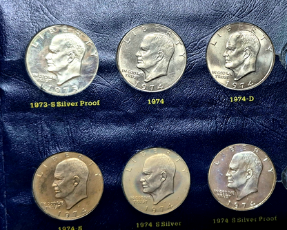 1971-1978 Complete (32) AU+ Coins, Whitman Classic Eisenhower Dollar Book Toners