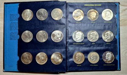 1971-1978 Complete (32) AU+ Coins, Whitman Classic Eisenhower Dollar Book Toners