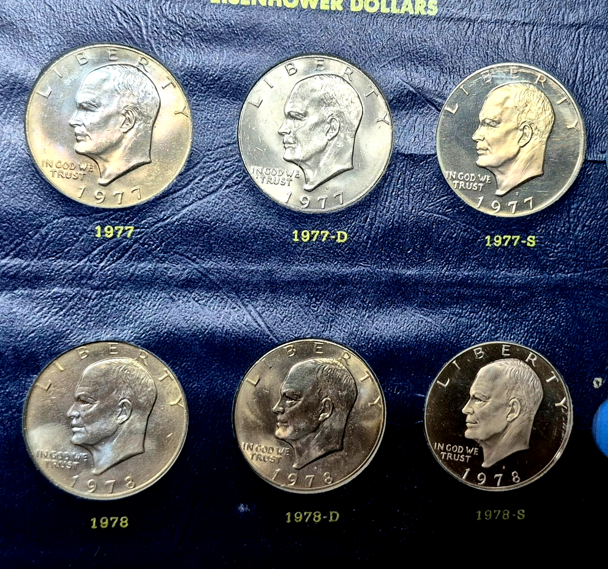 1971-1978 Complete (32) AU+ Coins, Whitman Classic Eisenhower Dollar Book Toners