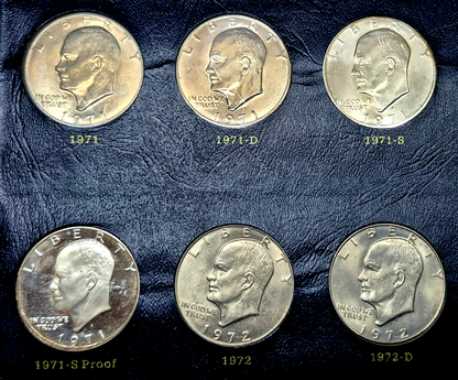 1971-1978 Complete (32) AU+ Coins, Whitman Classic Eisenhower Dollar Book Toners