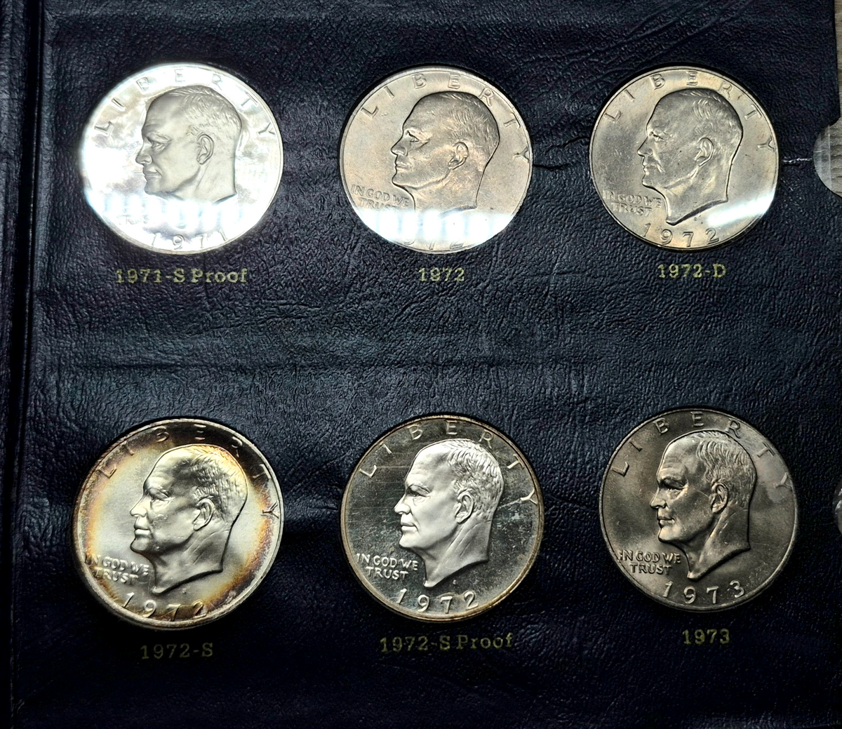 1971-1978 Complete (32) AU+ Coins, Whitman Classic Eisenhower Dollar Book Toners