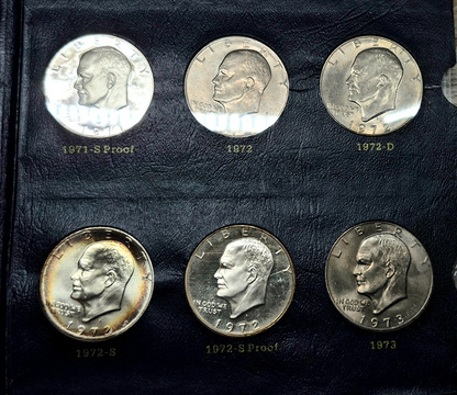 1971-1978 Complete (32) AU+ Coins, Whitman Classic Eisenhower Dollar Book Toners