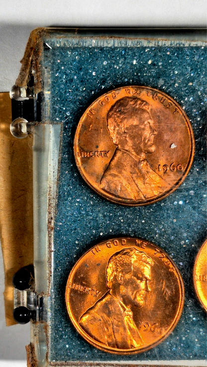 1960 P D Lincoln Memorial Cent Penny Small Large Date 4 Coin Set Vintage Sealed