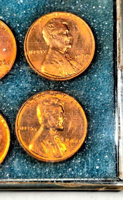 1960 P D Lincoln Memorial Cent Penny Small Large Date 4 Coin Set Vintage Sealed