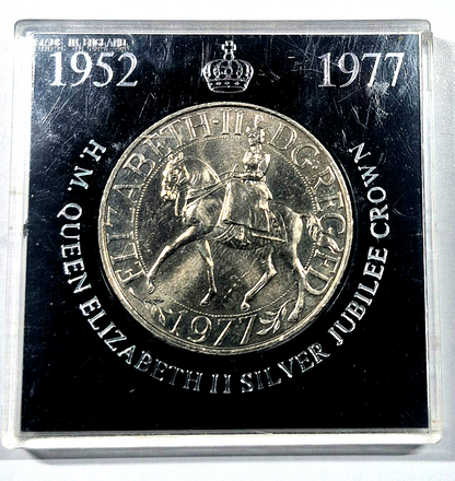 1952-1977 QUEEN ELIZABETH II SILVER JUBILEE CROWN UNCIRCULATED COIN WITH CASE