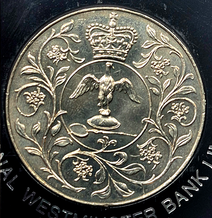 1952-1977 QUEEN ELIZABETH II SILVER JUBILEE CROWN UNCIRCULATED COIN WITH CASE