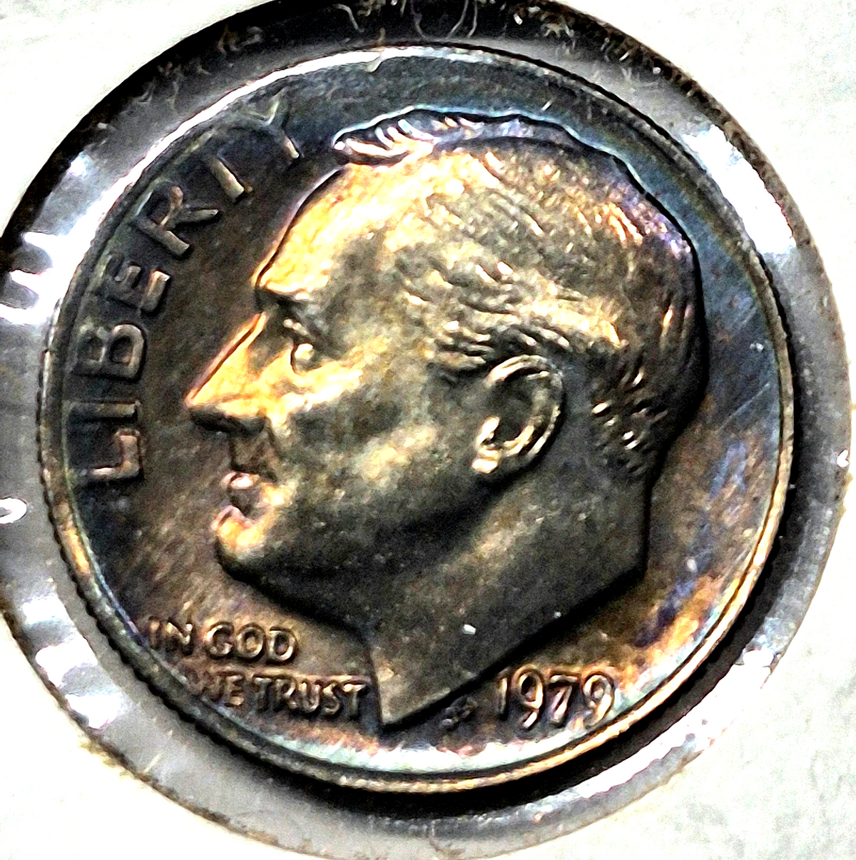 1979 P Roosevelt Dime Rainbow Toned GEM Gorgeous Amazing Colors BU CHOICE 💯