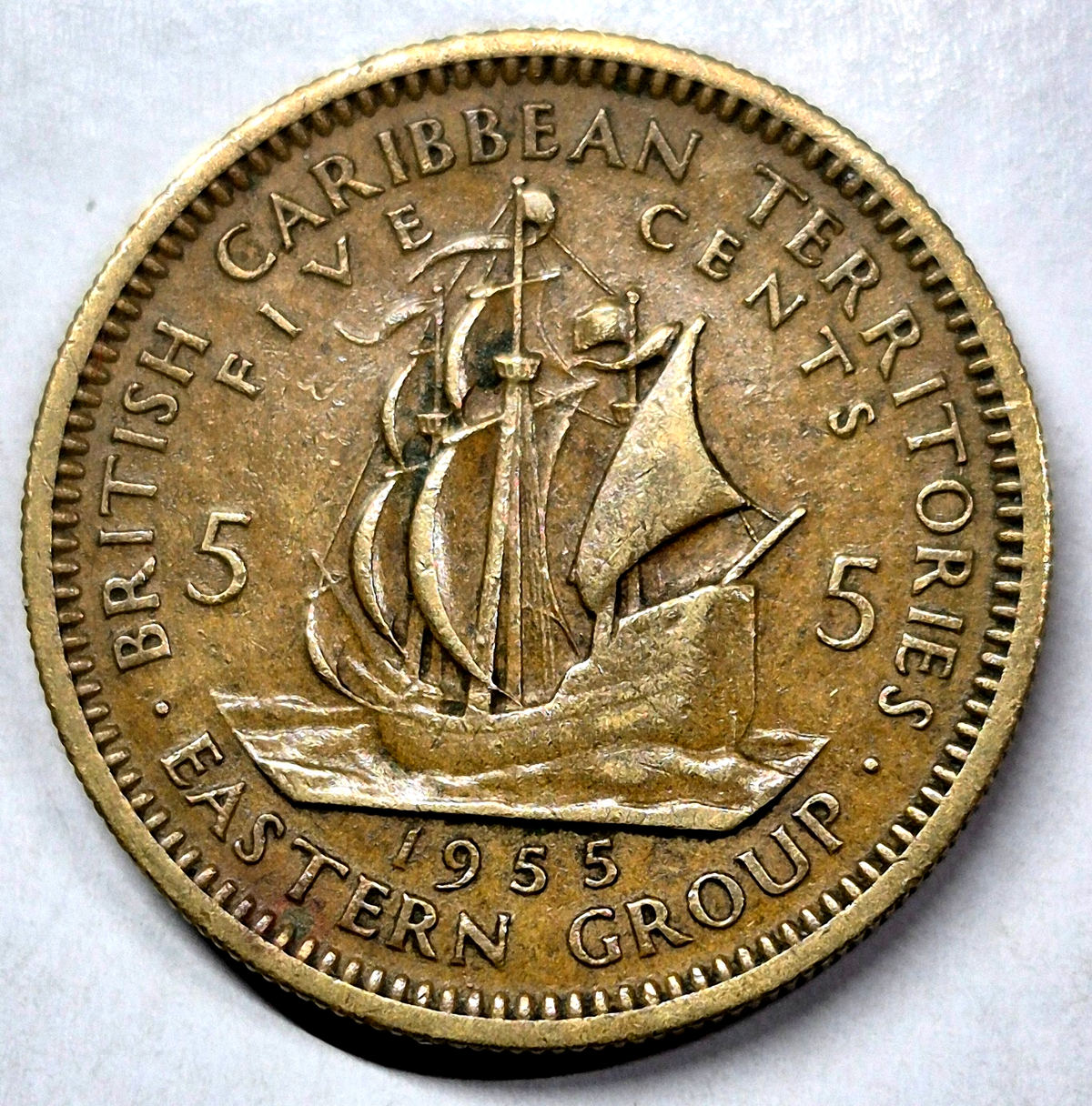 1955 British Caribbean Territories 5 cents KM-4 XF Features Coin Shown