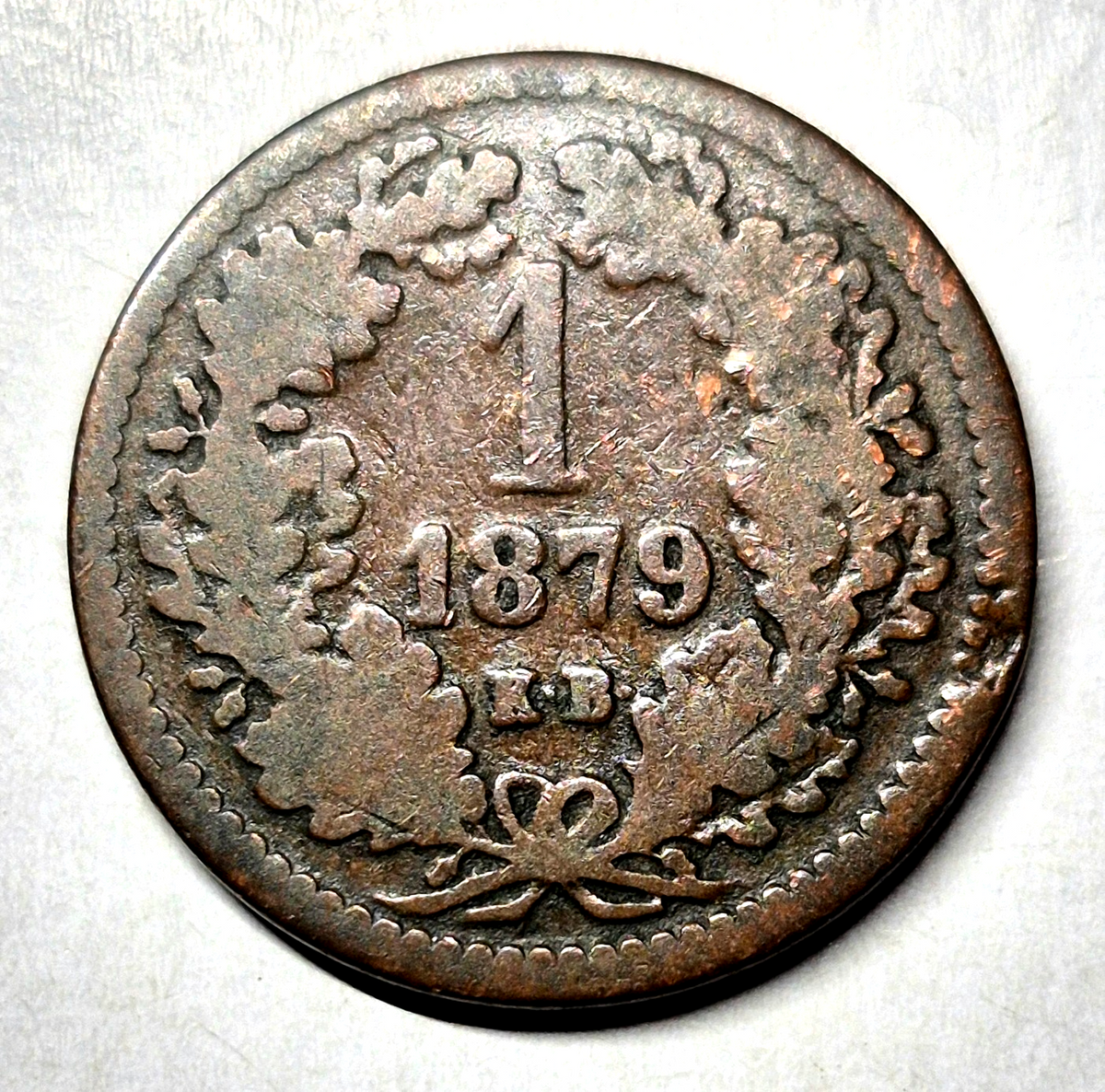 1879 KB Hungary 1 Krajczar KM #458 World Coin G+ Features Coin Shown