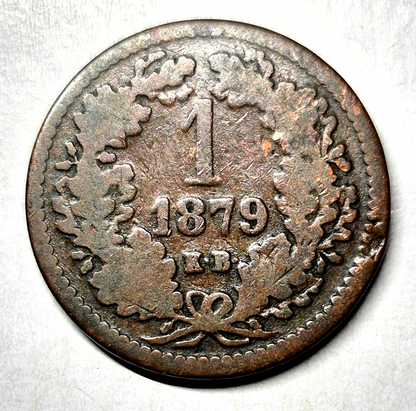 1879 KB Hungary 1 Krajczar KM #458 World Coin G+ Features Coin Shown