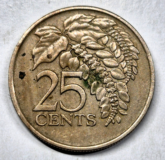 Trinidad & Tobago, 1976 25 Cents AU Features  KM-28 Coin Shown