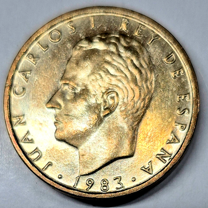 1983 SPAIN 100 PESETAS Excellent AU Features Fleur De Lis Edge Coin Shown KM-826