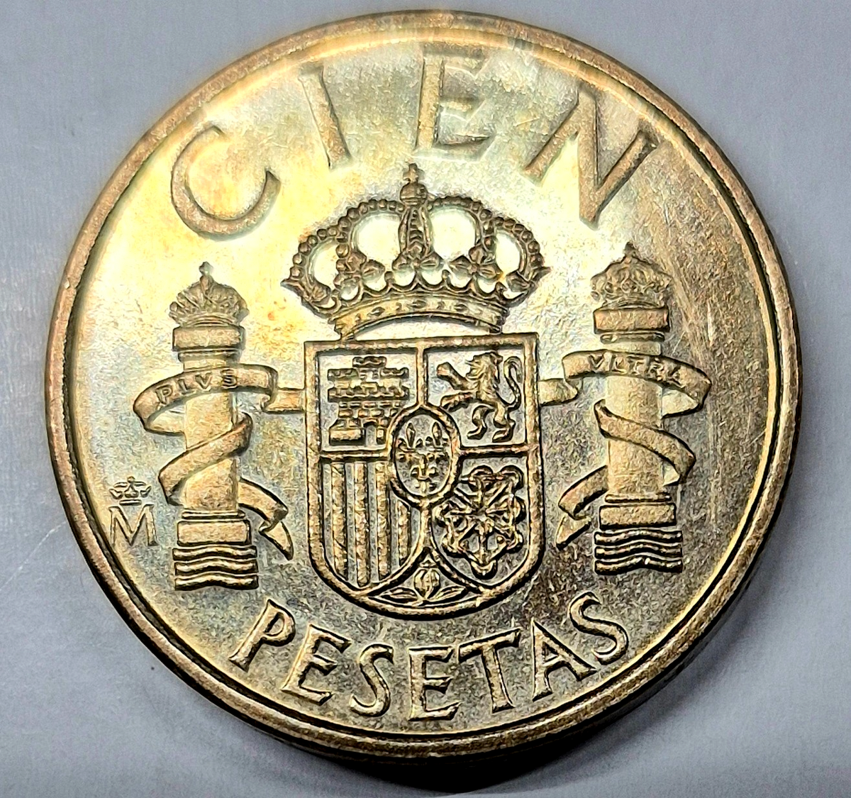 1983 SPAIN 100 PESETAS Excellent AU Features Fleur De Lis Edge Coin Shown KM-826