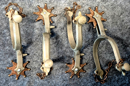 (4) Hubley Vintage 1940-1950 Child Toy Cowboy Western Rodeo Spurs No Spur Straps
