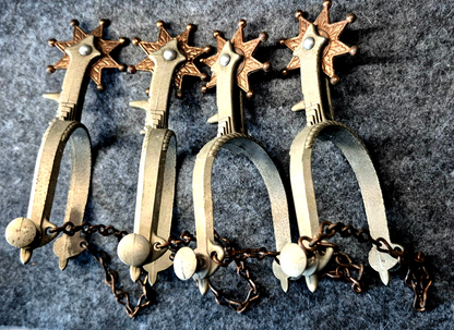 (4) Hubley Vintage 1940-1950 Child Toy Cowboy Western Rodeo Spurs No Spur Straps