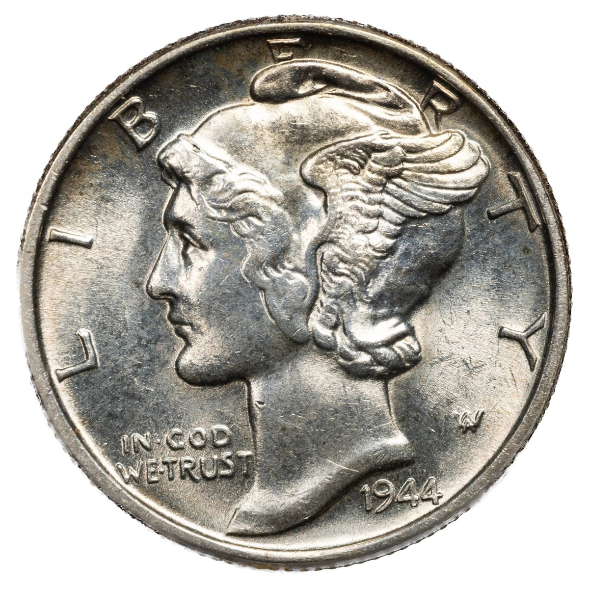 1944 P Mercury Dime AU/BU 90% Silver 10c Bright White Winged Liberty Coin