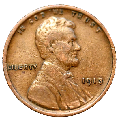 1913 P Lincoln Wheat Cent Fine - Very Fine (F-VF) Copper Average Circulated 1c